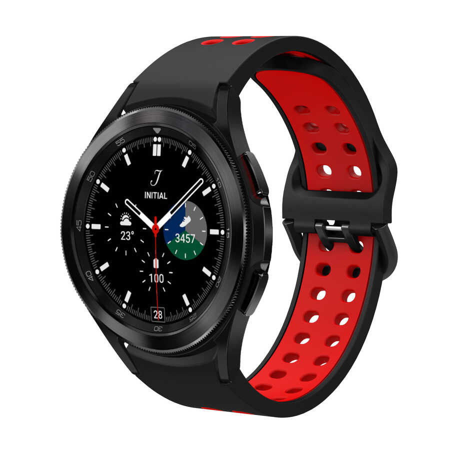 Galaxy Watch 4 Classic 46mm KRD-02 Silikon Kordon Yeşil-Beyaz