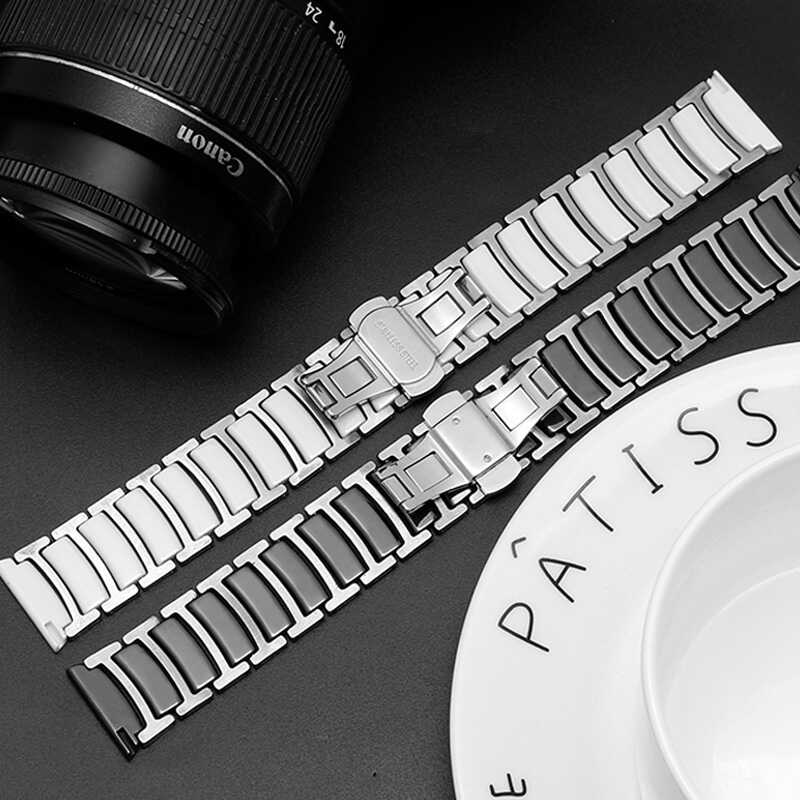 Galaxy Watch 42mm (20mm) Seramik Metal Kordon Beyaz-Gümüş