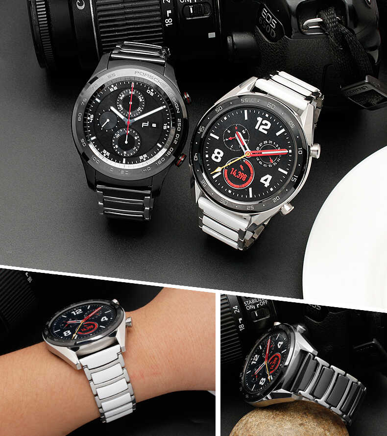 Galaxy Watch 46mm (22mm) Seramik Metal Kordon Beyaz-Gümüş