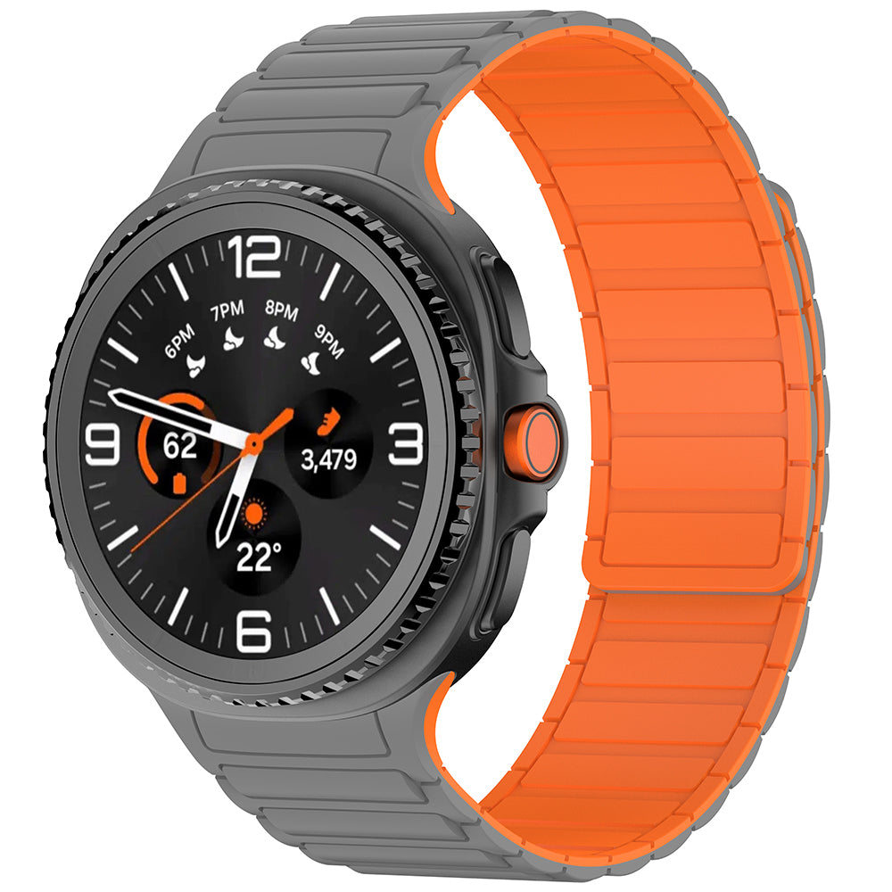 Galaxy Watch 8 Zore KRD-146 Silikon Kordon Strap Kayış Gri-Turuncu
