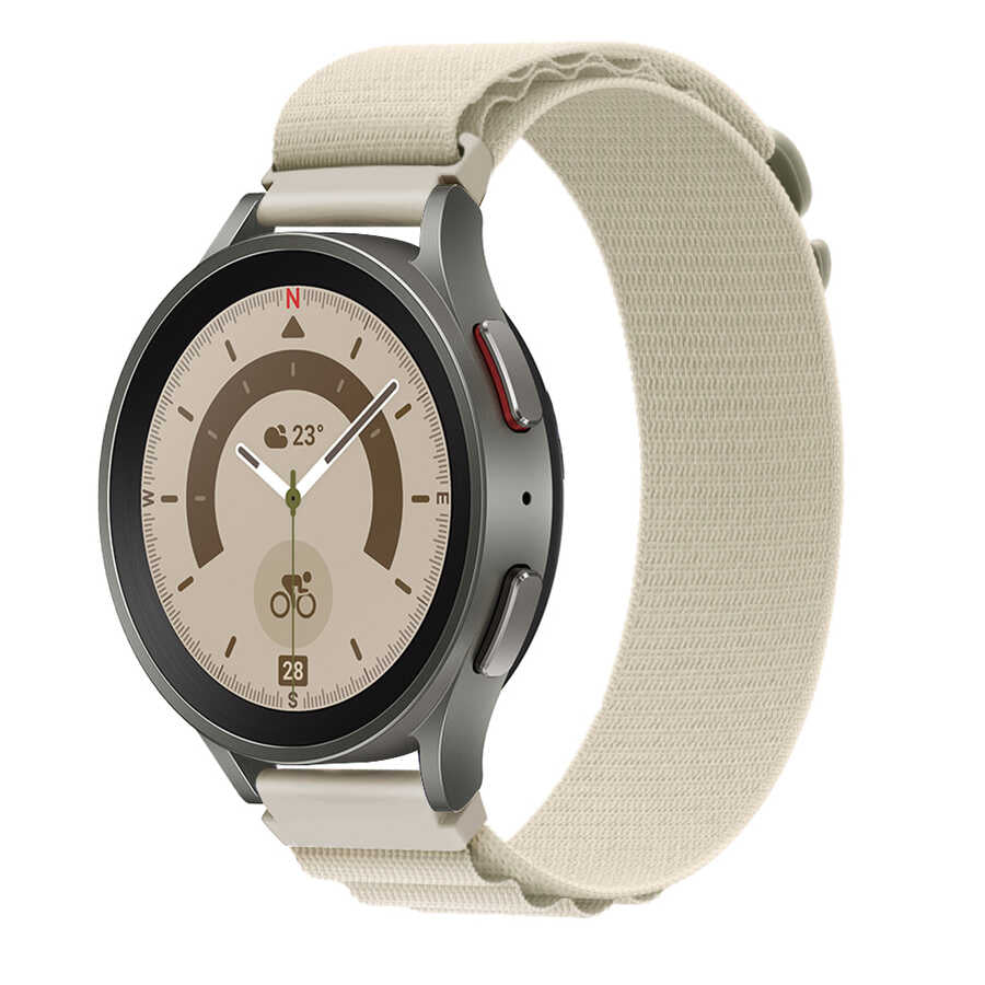 Galaxy Watch Active 2 44mm Zore KRD-74 20mm Hasır Kordon Beyaz