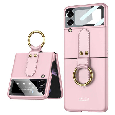 Galaxy Z Flip 3 Kılıf Zore Flip Ring Kıpta Kapak Pembe