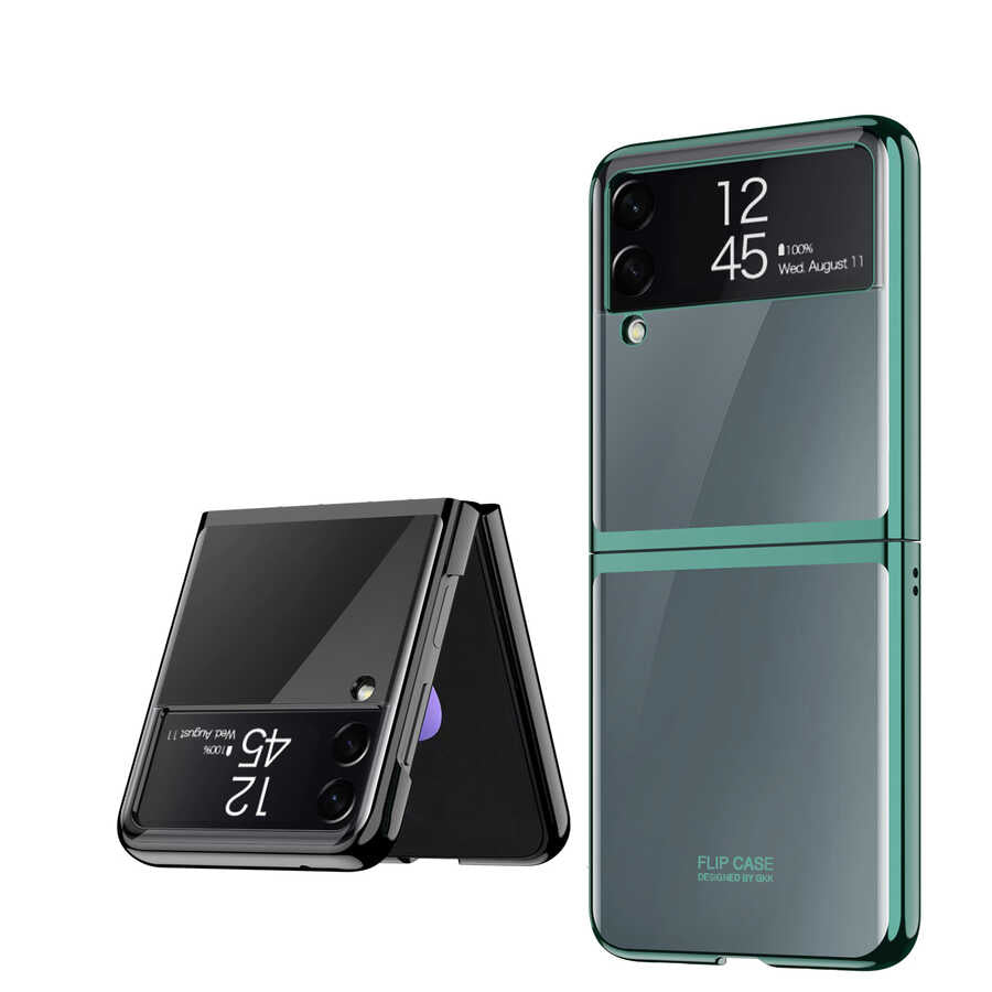 Galaxy Z Flip 3 Kılıf Zore Kıpta Kapak Koyu Yeşil