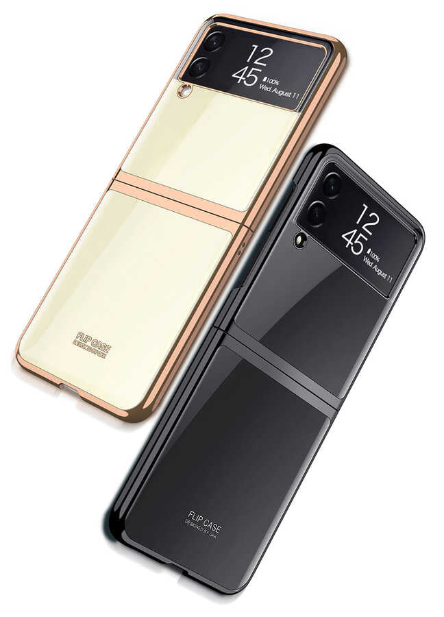 Galaxy Z Flip 3 Kılıf Zore Kıpta Kapak Siyah