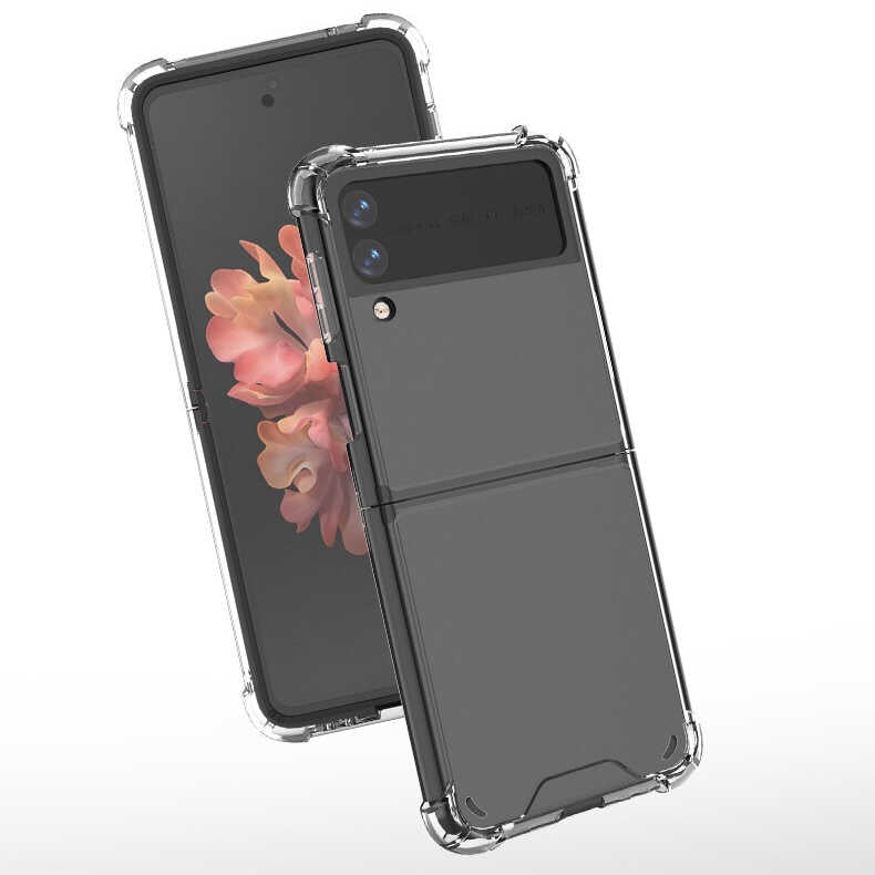 Galaxy Z Flip 3 Kılıf Zore Nitro Anti Shock Silikon Renksiz