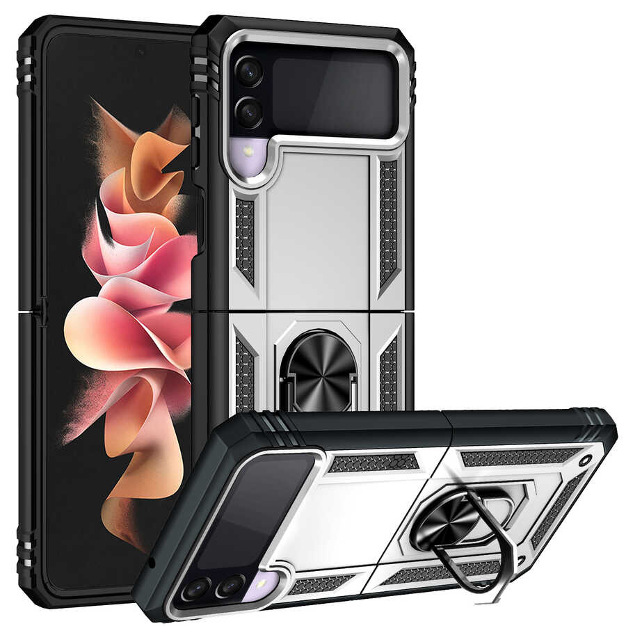 Galaxy Z Flip 3 Kılıf Zore Vega Kapak Gri