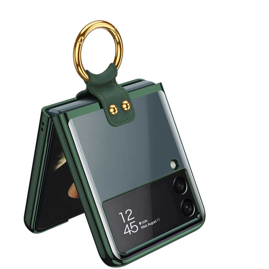 Galaxy Z Flip 3 Kılıf Zore Yüzüklü Kıpta Kapak Mor