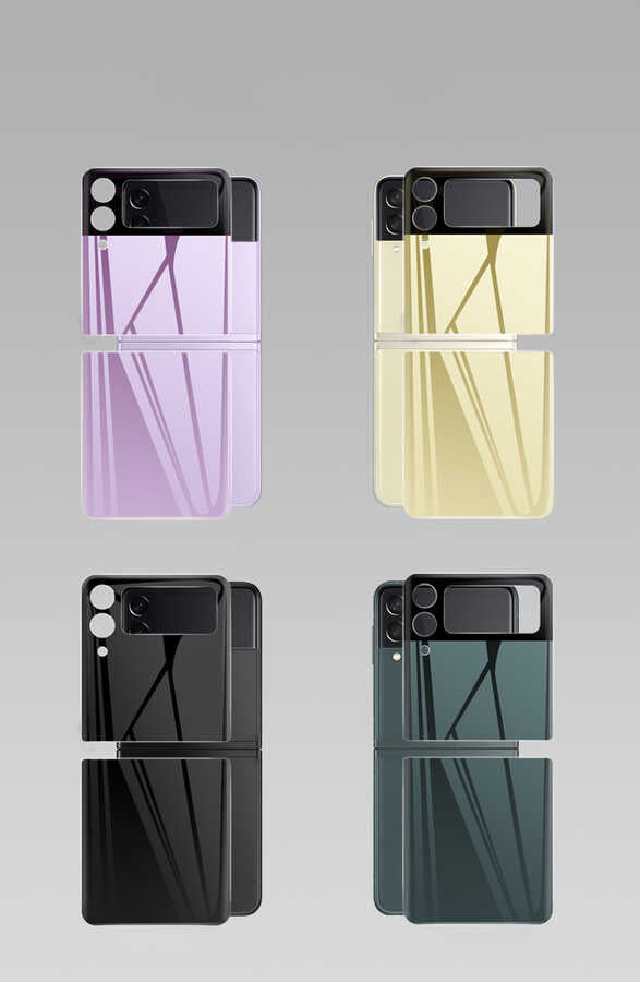 Galaxy Z Flip 3 Zore 3D Standart 2 in 1 Arka Koruyucu Lila
