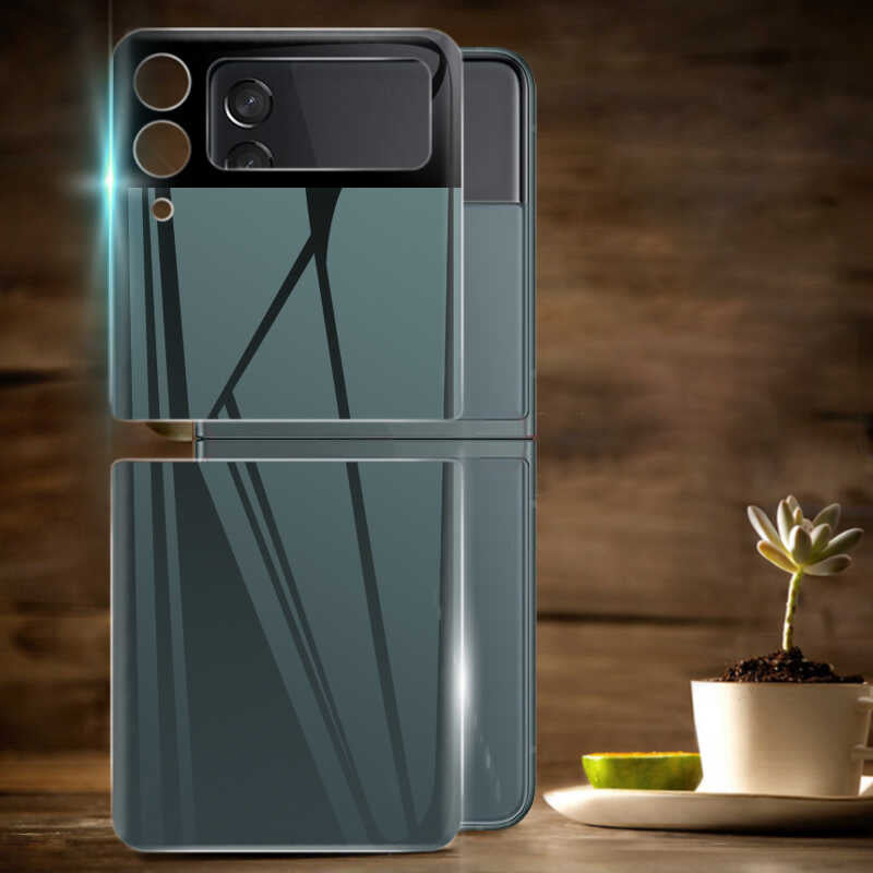 Galaxy Z Flip 3 Zore 3D Standart 2 in 1 Arka Koruyucu Siyah