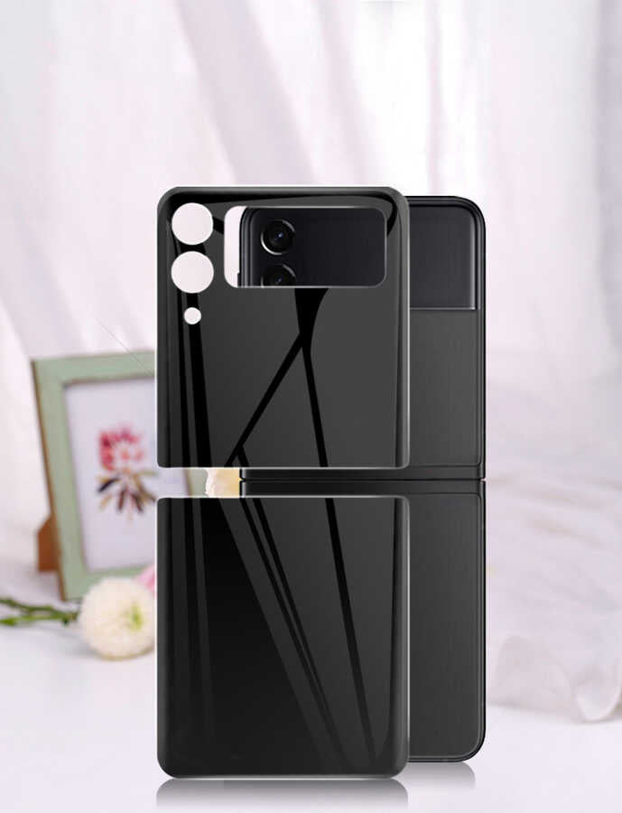 Galaxy Z Flip 3 Zore 3D Standart 2 in 1 Arka Koruyucu Siyah