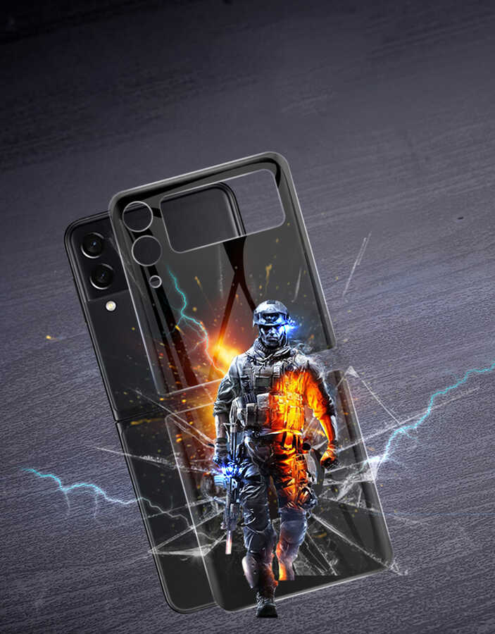 Galaxy Z Flip 3 Zore 3D Standart 2 in 1 Arka Koruyucu Yeşil