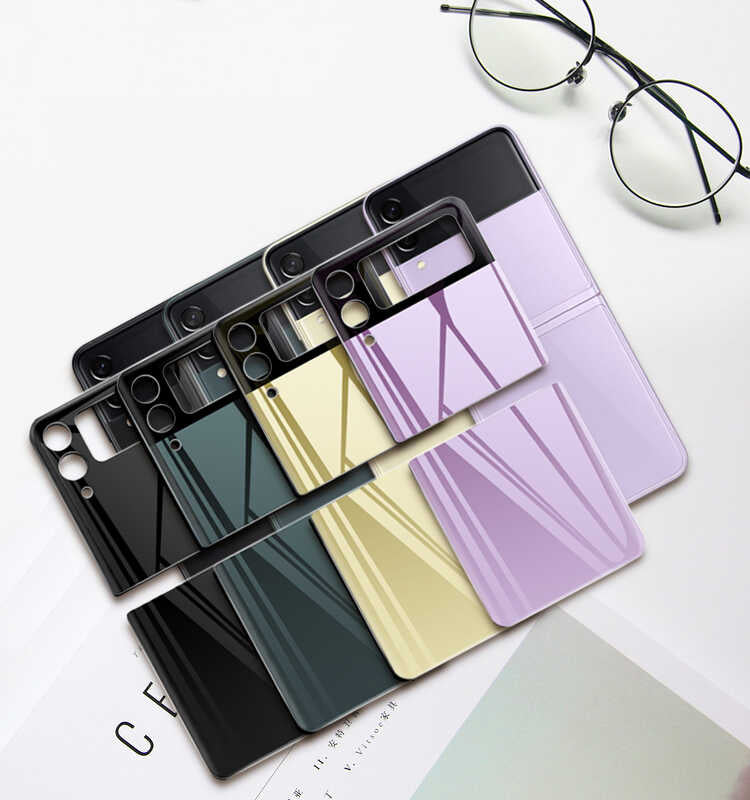 Galaxy Z Flip 3 Zore 3D Standart 2 in 1 Arka Koruyucu Lila