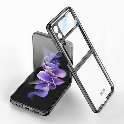 Galaxy Z Flip 4 Kılıf Zore Kıpta Lensli Kapak Siyah