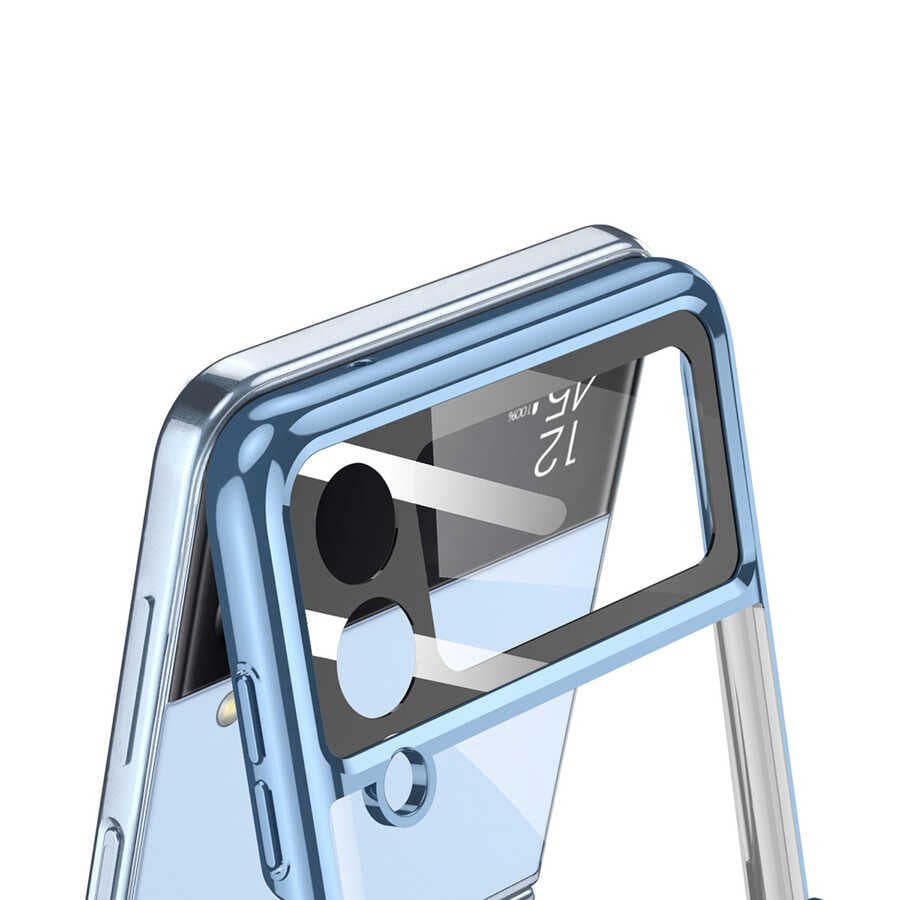 Galaxy Z Flip 4 Kılıf Zore Kıpta Yüzüklü Lens Korumalı Kapak Gold