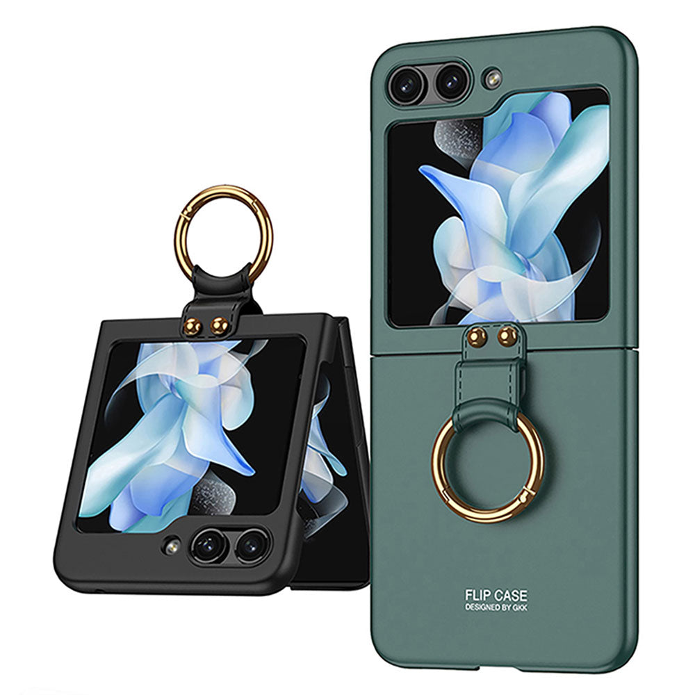 Galaxy Z Flip 5 Kılıf Zore Kıpta Yüzüklü Flip Sert Kapak Gümüş