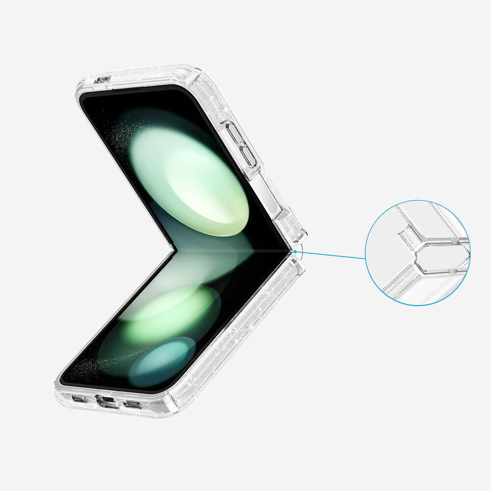 Galaxy Z Flip 6 Kılıf M-safe Şarj Özellikli Parlayan Simli Saydam Renkli Zore Allstar Kapak Mor