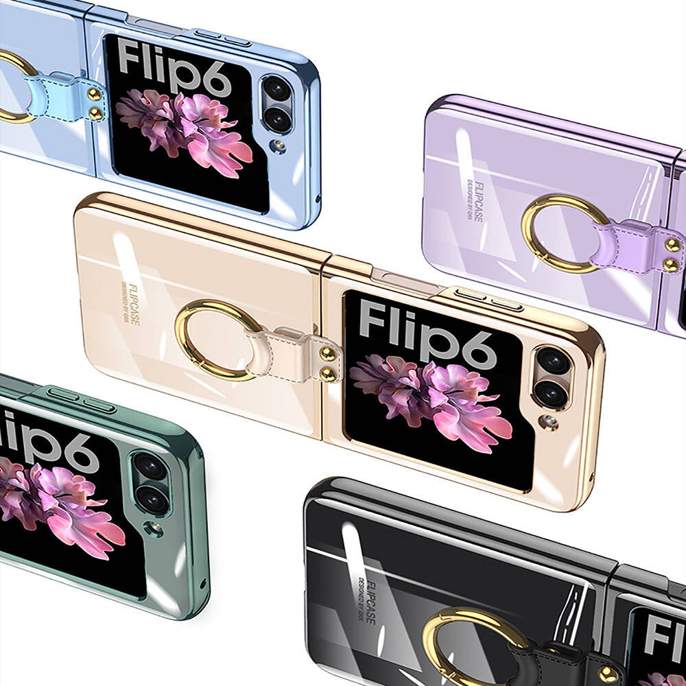 Galaxy Z Flip 6 Kılıf Zore Yüzüklü Kıpta Kapak Lila