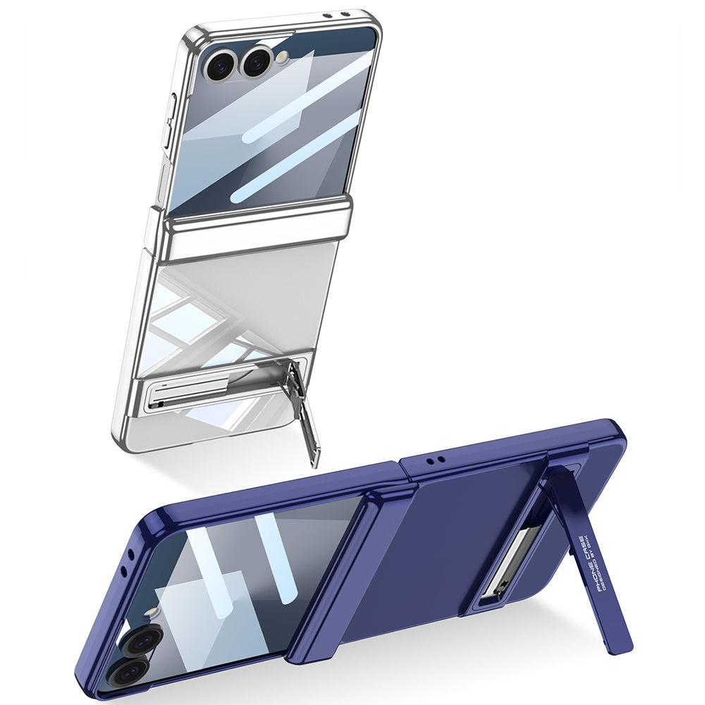 Galaxy Z Flip 7 Kılıf Kamera Korumalı Şeffaf Tasarımlı Zore Lego Standlı Kapak Lacivert