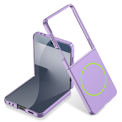 Galaxy Z Flip 7 Kılıf Wireless Şarj Özellikli Zore Kıpta M-safe Kapak Rose Gold