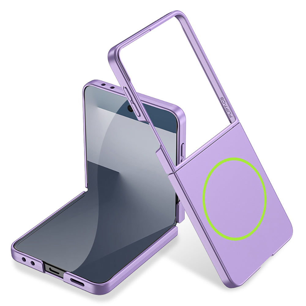 Galaxy Z Flip 7 Kılıf Wireless Şarj Özellikli Zore Kıpta M-safe Kapak Gümüş