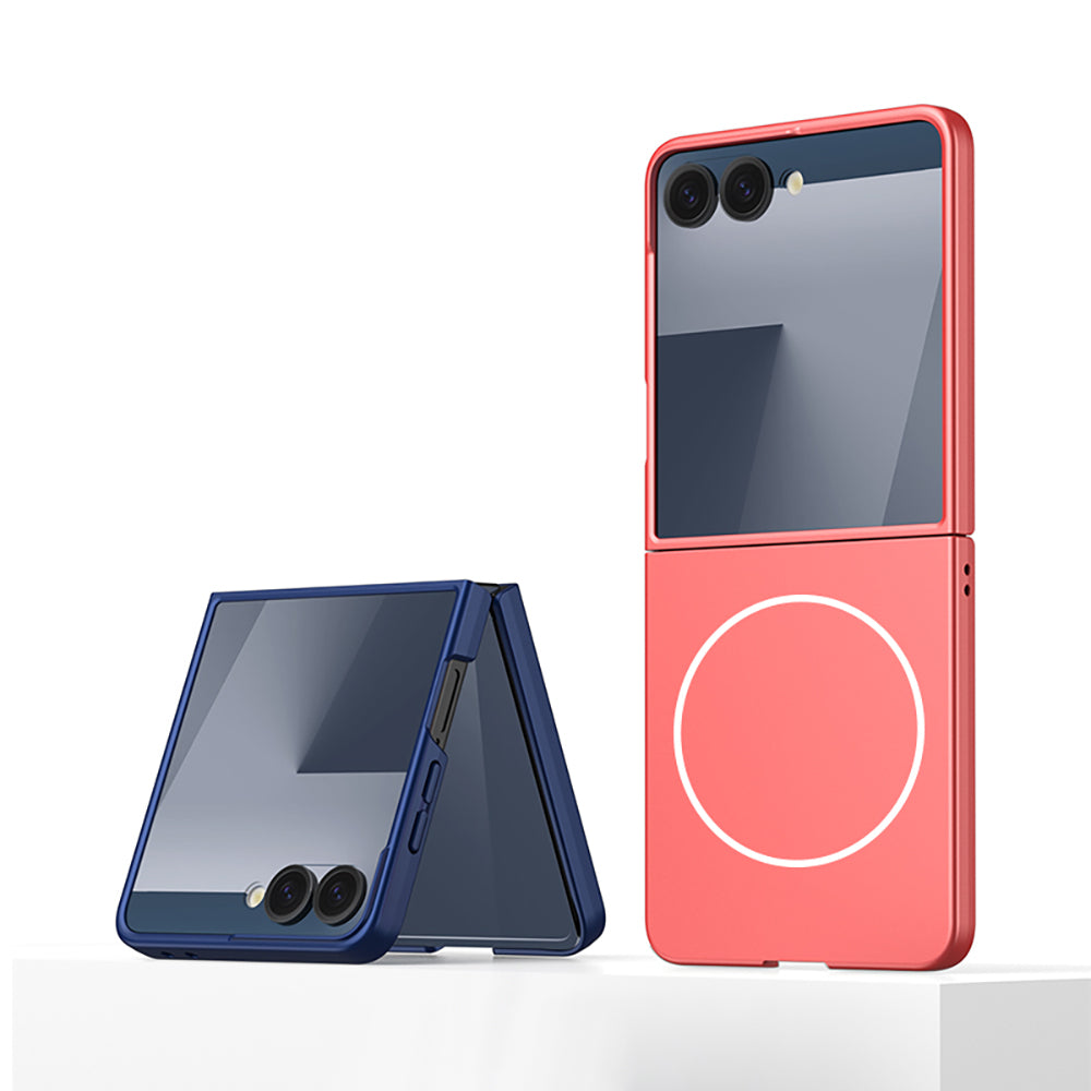 Galaxy Z Flip 7 Kılıf Wireless Şarj Özellikli Zore Kıpta M-safe Kapak Lacivert