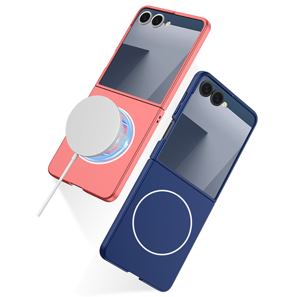 Galaxy Z Flip 7 Kılıf Wireless Şarj Özellikli Zore Kıpta M-safe Kapak Lacivert