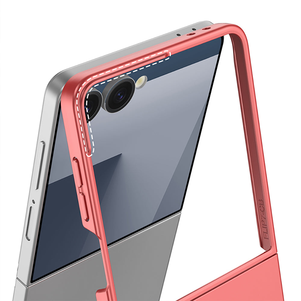 Galaxy Z Flip 7 Kılıf Wireless Şarj Özellikli Zore Kıpta M-safe Kapak Gümüş