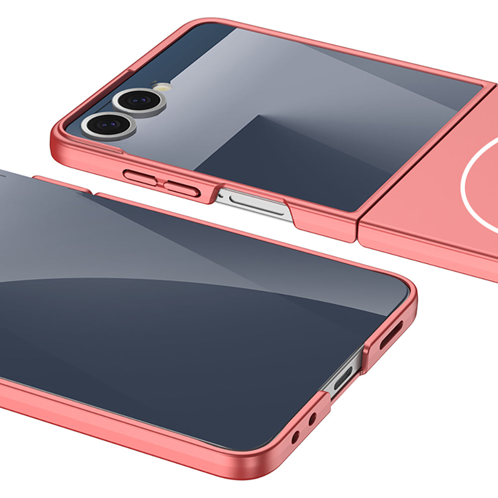 Galaxy Z Flip 7 Kılıf Wireless Şarj Özellikli Zore Kıpta M-safe Kapak Gümüş