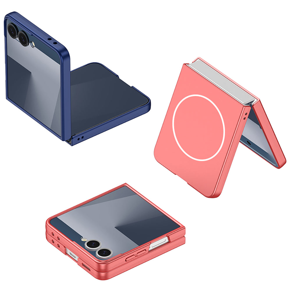 Galaxy Z Flip 7 Kılıf Wireless Şarj Özellikli Zore Kıpta M-safe Kapak Lacivert