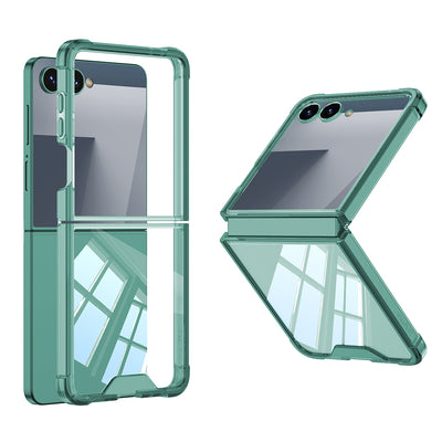 Galaxy Z Flip 7 Kılıf Zore Full Camlı Kıpta Kapak Yeşil