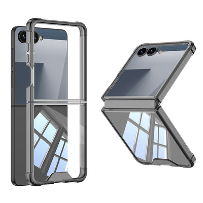 Galaxy Z Flip 7 Kılıf Zore Full Camlı Kıpta Kapak Siyah