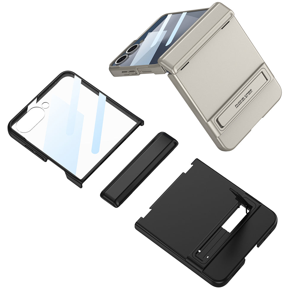 Galaxy Z Flip 7 Kılıf Zore Kıpta Standlı Kapak Gümüş