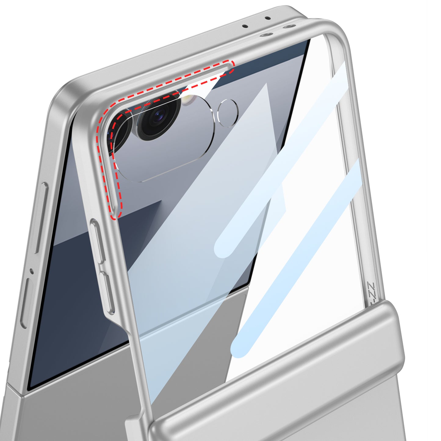 Galaxy Z Flip 7 Kılıf Zore Kıpta Standlı Kapak Gümüş