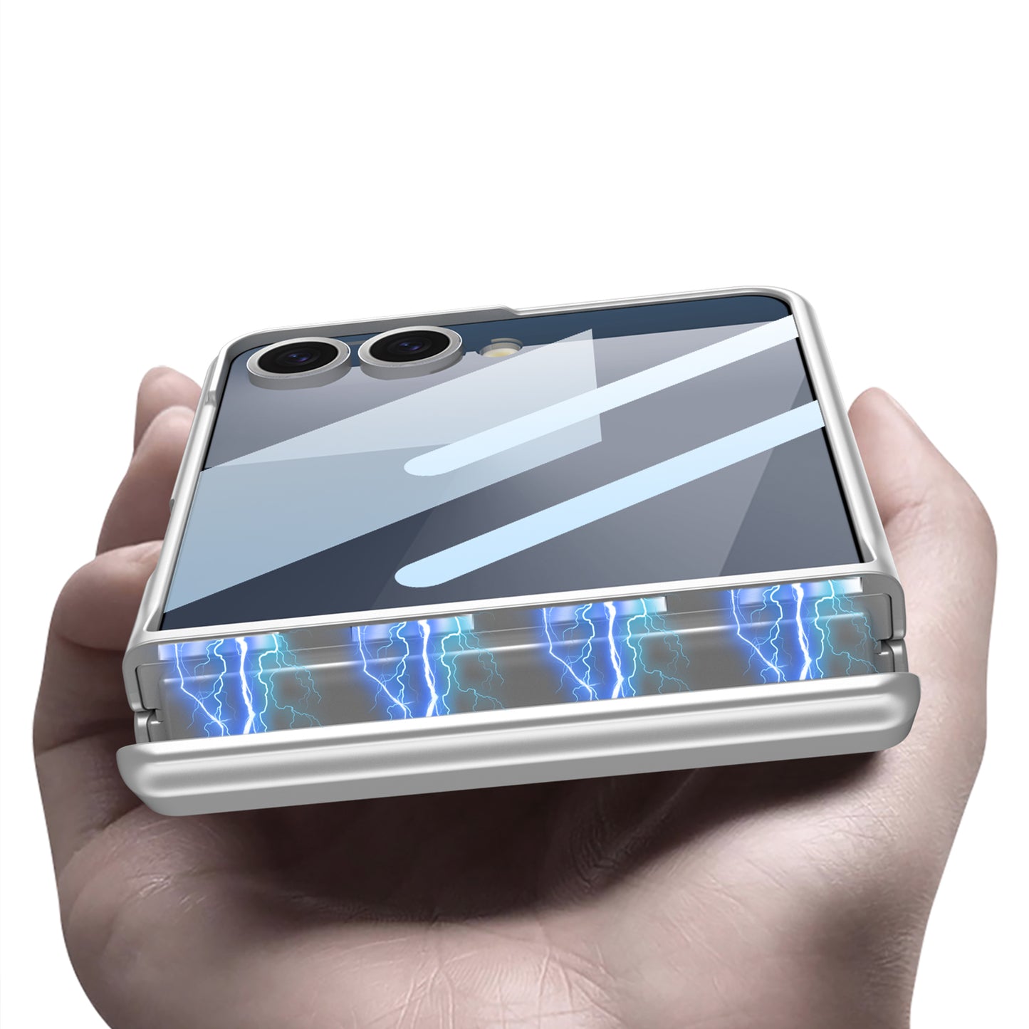 Galaxy Z Flip 7 Kılıf Zore Kıpta Standlı Kapak Siyah