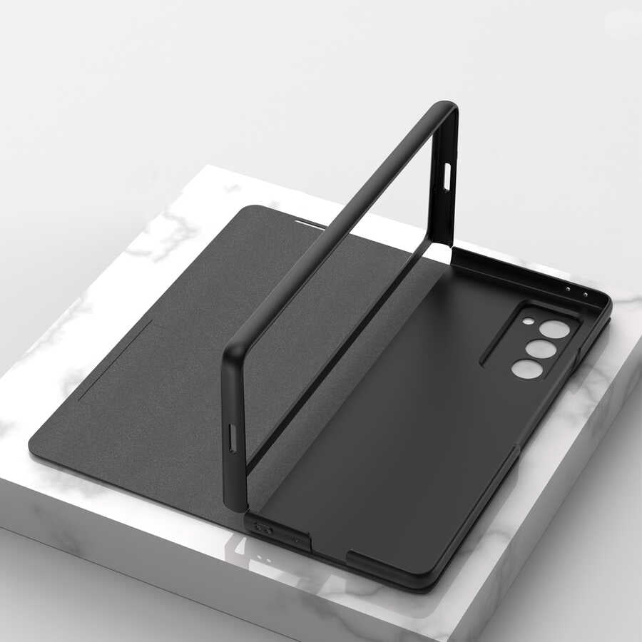 Galaxy Z Fold 2 Kılıf Zore Droga Kılıf Siyah-Beyaz