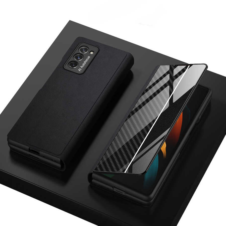 Galaxy Z Fold 2 Kılıf Zore Droga Kılıf Siyah-Beyaz