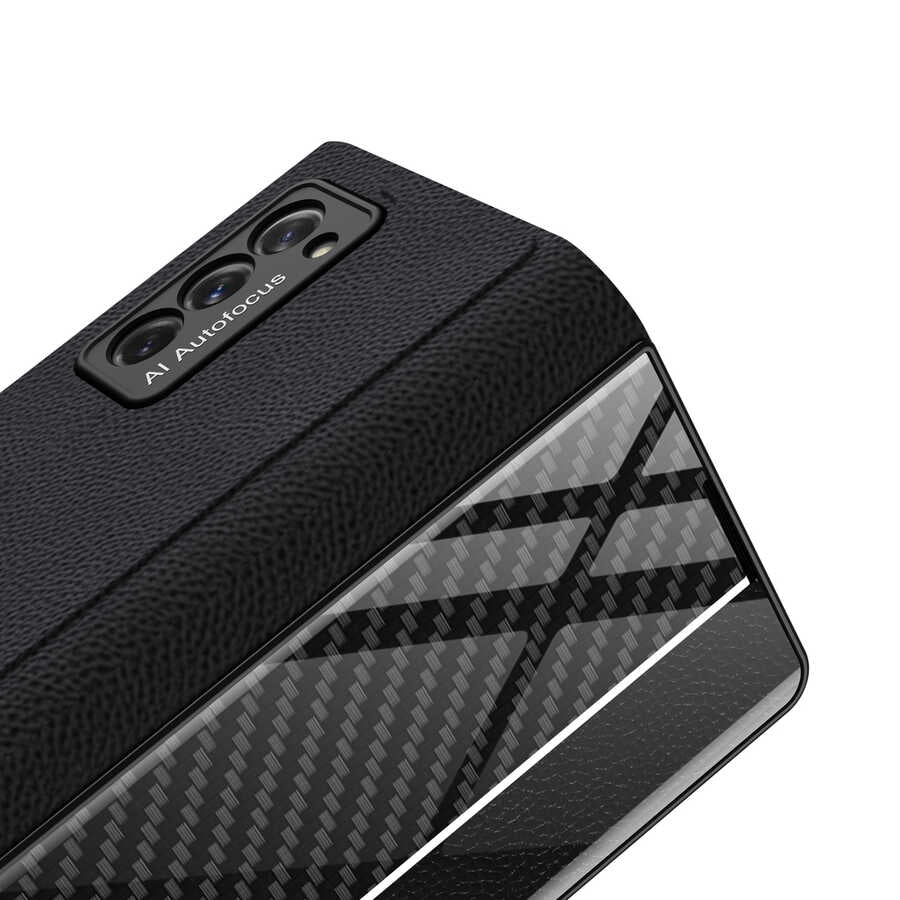 Galaxy Z Fold 2 Kılıf Zore Droga Kılıf Siyah-Beyaz