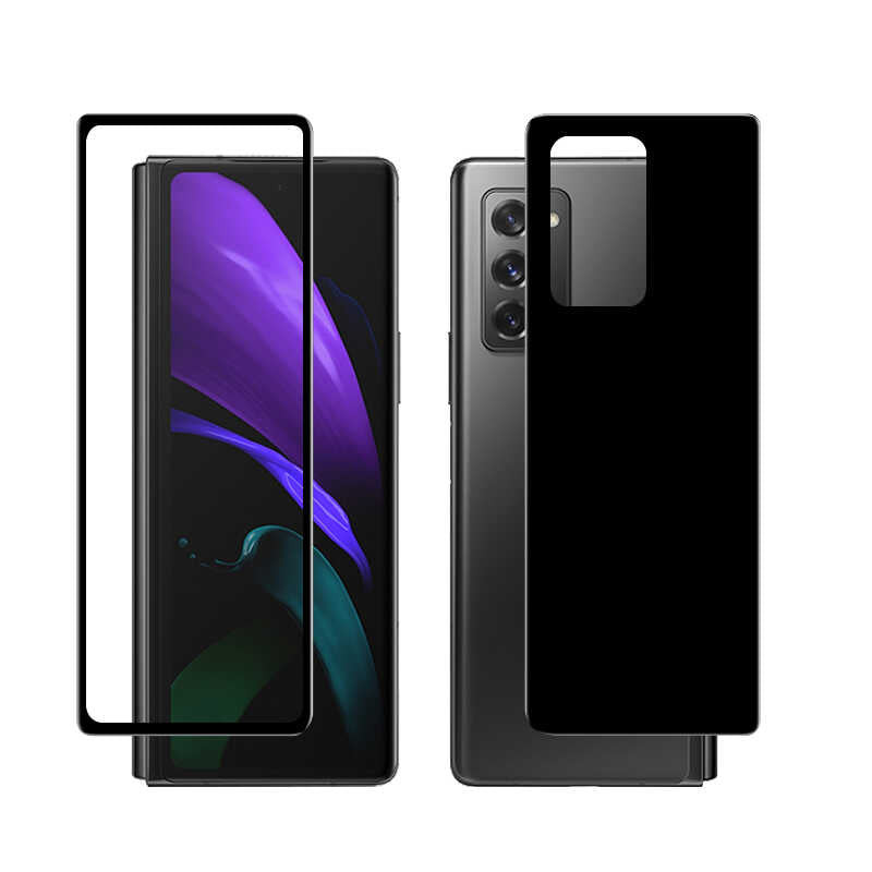 Galaxy Z Fold 2 Zore Ön Arka 5D Full Yapışkanlı Temperli Ekran Koruyucu Siyah