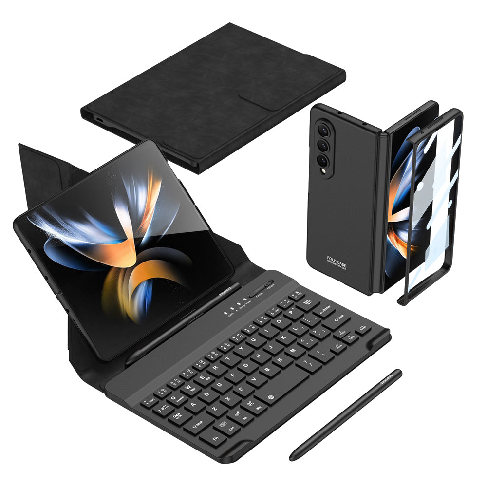 Galaxy Z Fold 4 Kılıf Standlı Bluetooth Klavyeli Zore Kıpta Keyboard Set Kılıf Siyah