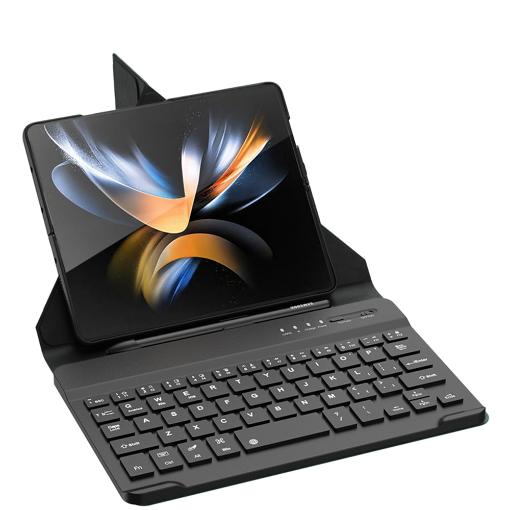 Galaxy Z Fold 4 Kılıf Standlı Bluetooth Klavyeli Zore Kıpta Keyboard Set Kılıf Siyah