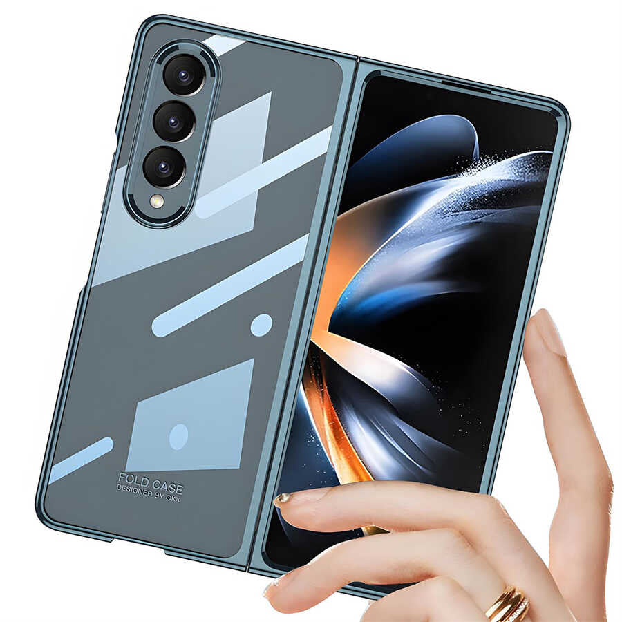 Galaxy Z Fold 4 Kılıf Zore Full Camlı Kıpta Kapak Gümüş