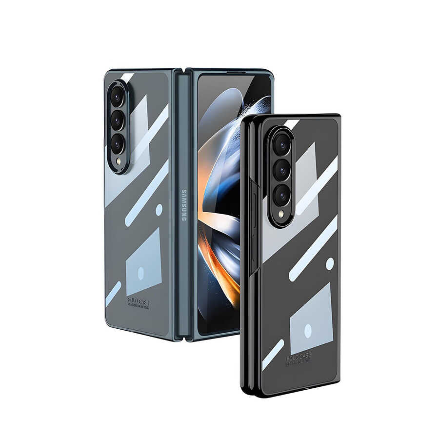 Galaxy Z Fold 4 Kılıf Zore Full Camlı Kıpta Kapak Renksiz