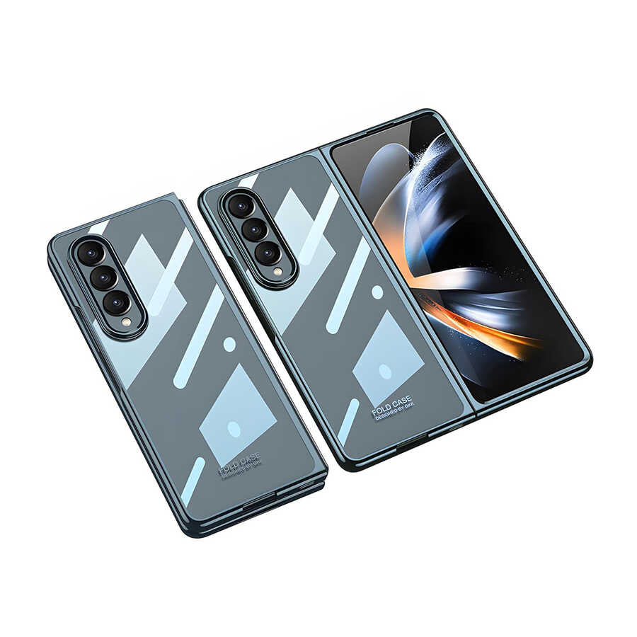 Galaxy Z Fold 4 Kılıf Zore Full Camlı Kıpta Kapak Renksiz