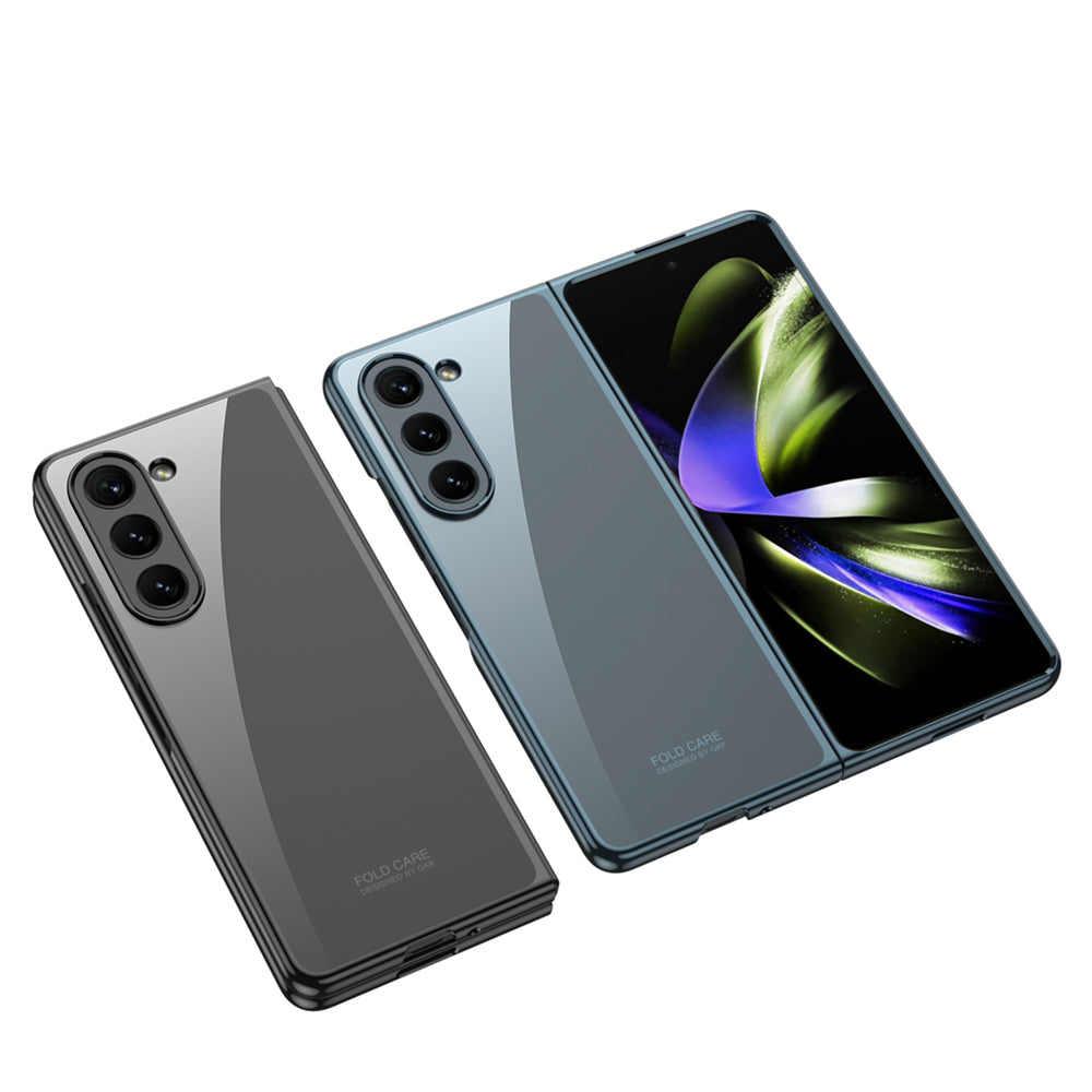 Galaxy Z Fold 5 Kılıf Zore Full Camlı Kıpta Kapak Gold