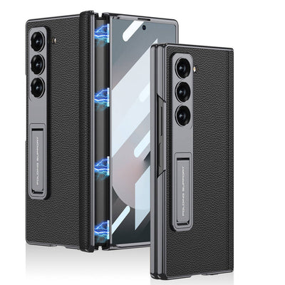 Galaxy Z Fold 6 Kılıf Deri Standlı Zore Kıpta Premium Kılıf Siyah