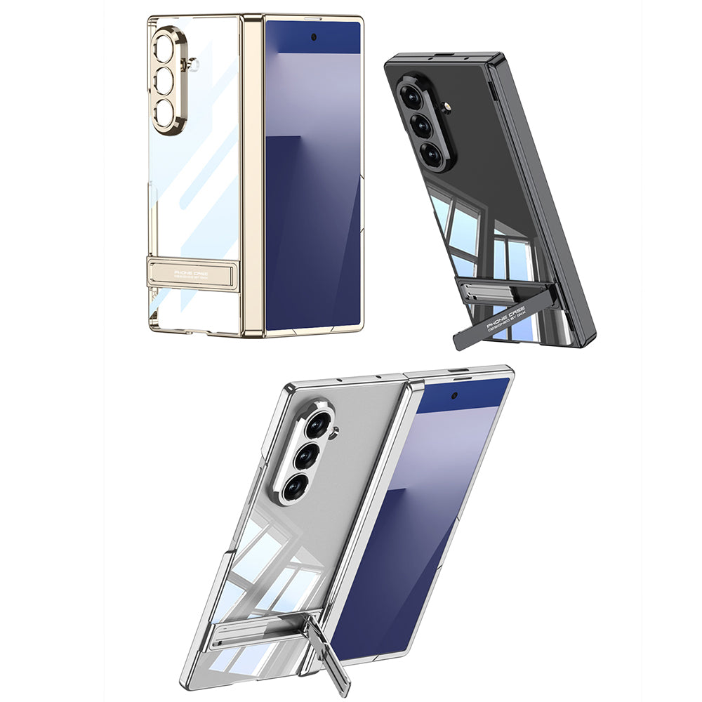 Galaxy Z Fold 7 Kılıf Kamera Korumalı Şeffaf Tasarımlı Zore Lego Standlı Kapak Gold