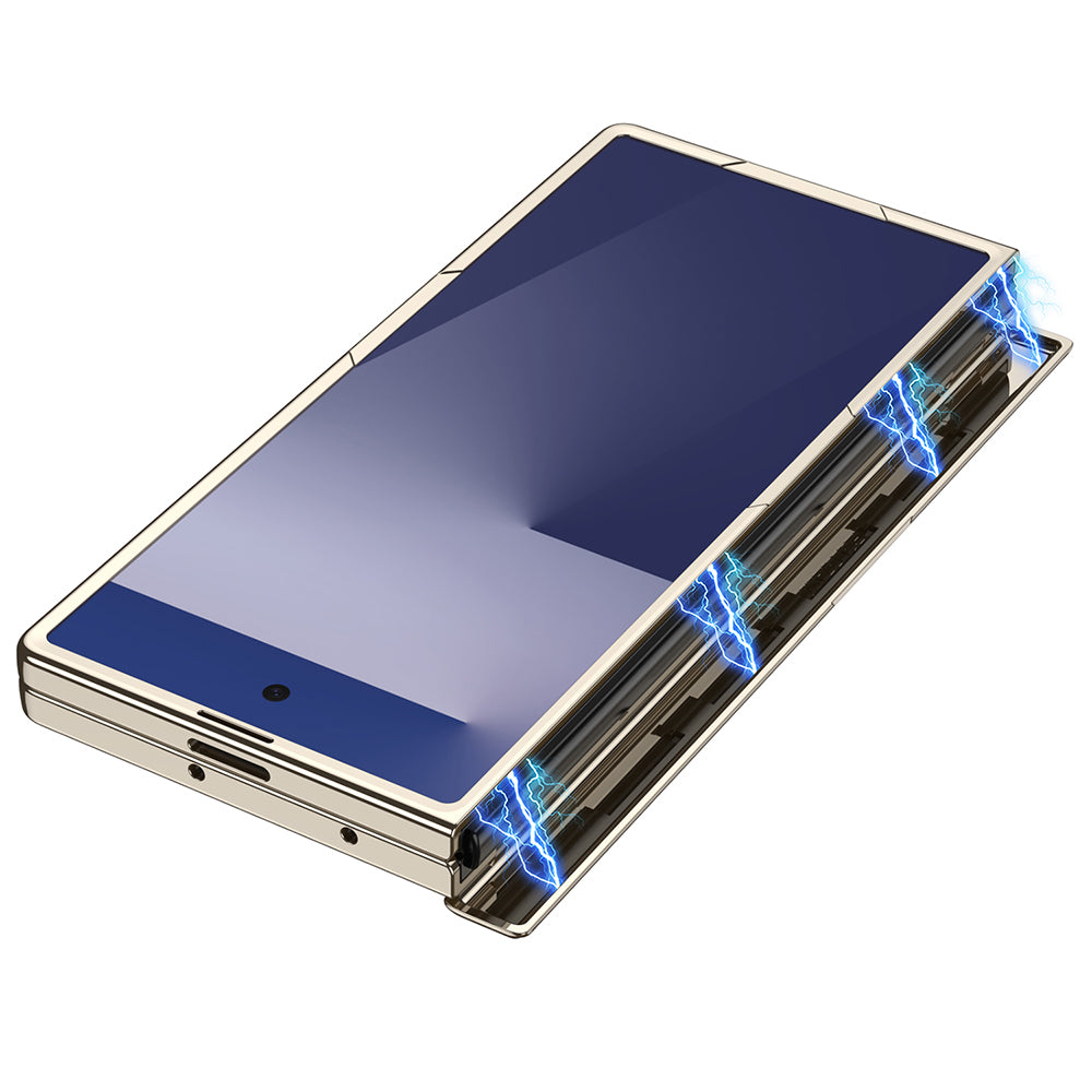Galaxy Z Fold 7 Kılıf Kamera Korumalı Şeffaf Tasarımlı Zore Lego Standlı Kapak Gold