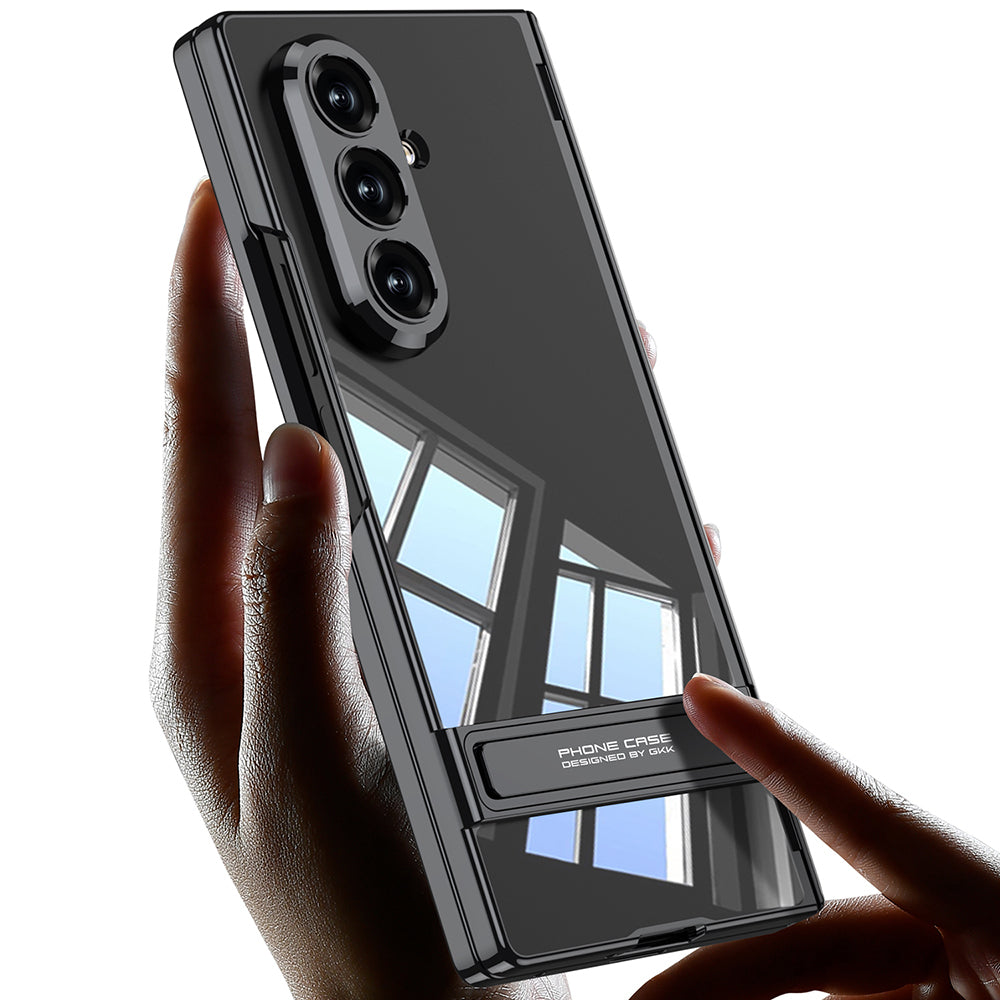Galaxy Z Fold 7 Kılıf Kamera Korumalı Şeffaf Tasarımlı Zore Lego Standlı Kapak Gold