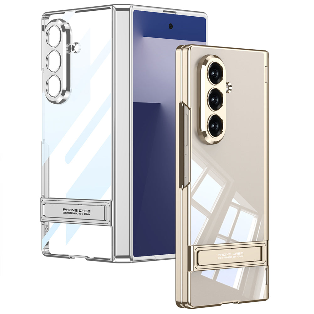 Galaxy Z Fold 7 Kılıf Kamera Korumalı Şeffaf Tasarımlı Zore Lego Standlı Kapak Gold