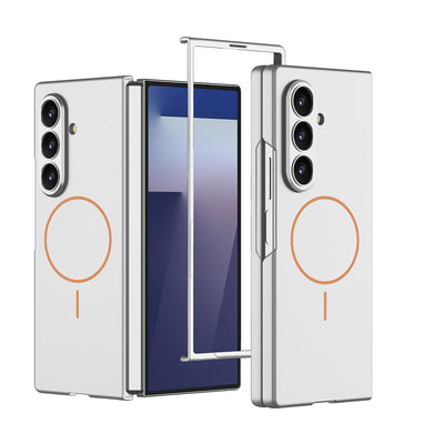 Galaxy Z Fold 7 Kılıf Wireless Şarj Özellikli Zore Kıpta M-safe Kapak Siyah